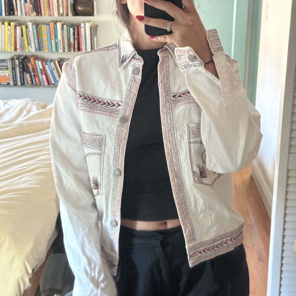 Isabel Marant Etoile Abril Embroidered White Jacket